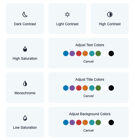 Color Adjustment Selections
